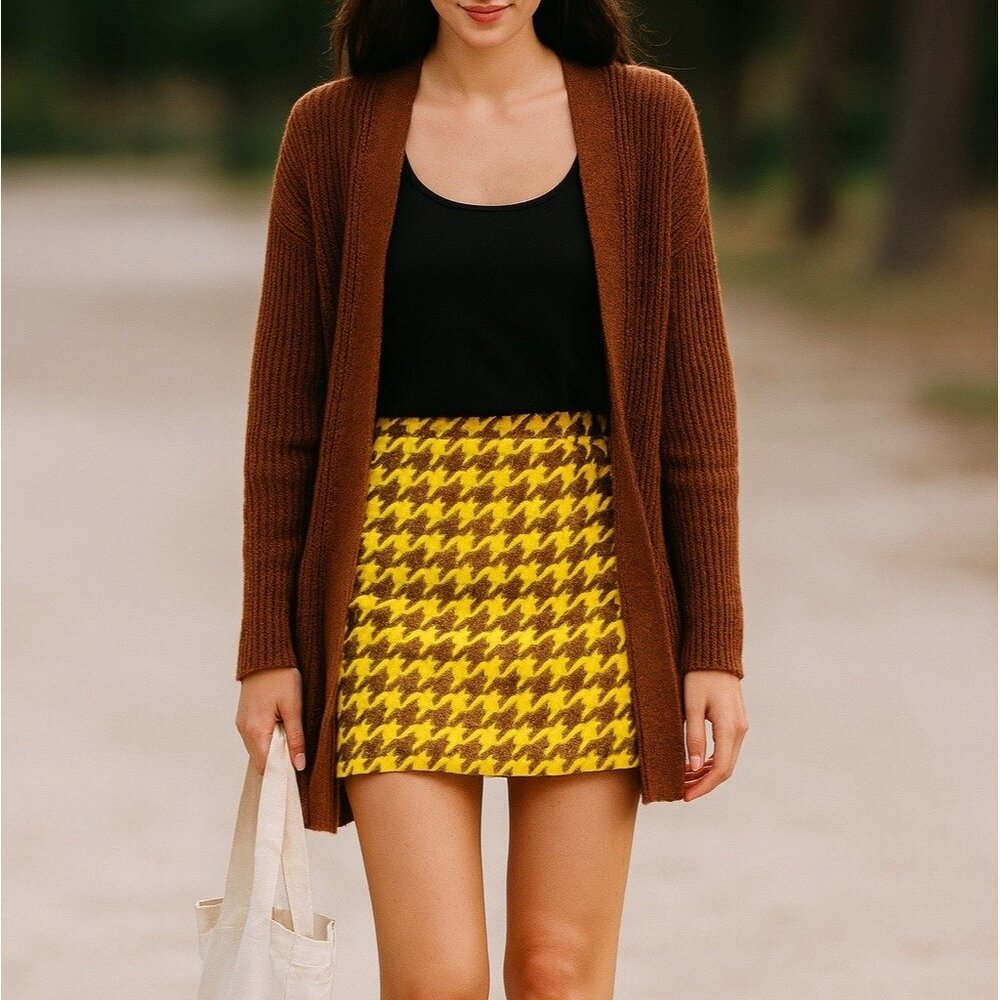 Vintage Y2K Retro Houndstooth Mini Skirt Academia School The Limited Size 2 Wome